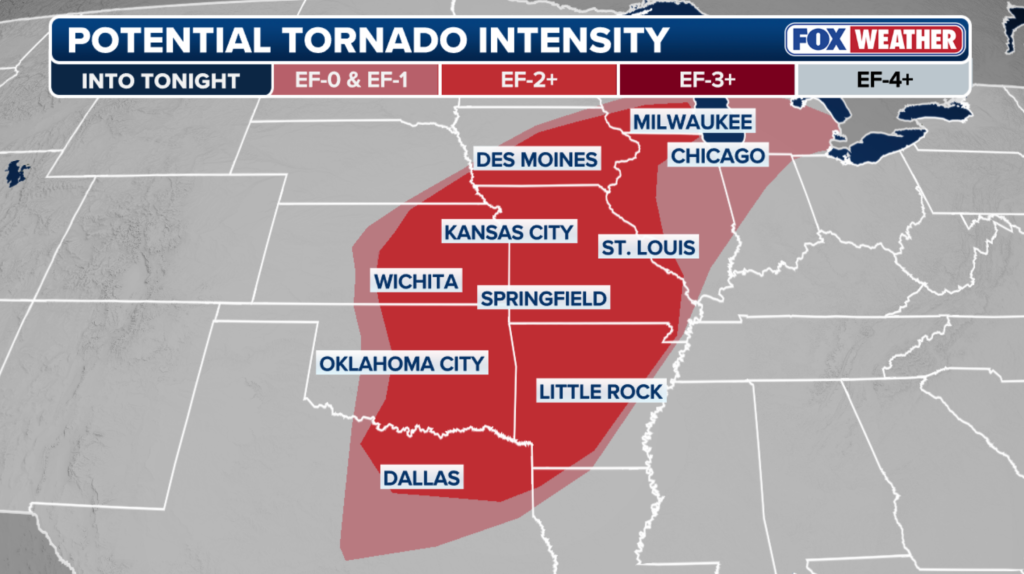 Parts of 11 states in the Midwest were under tornado warnings.